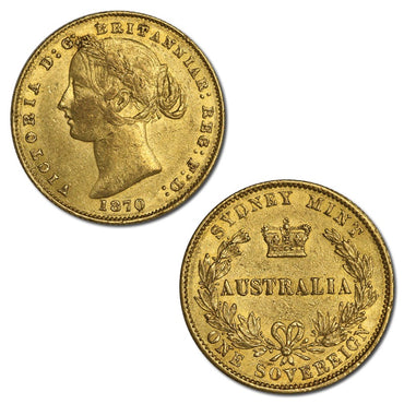 1870 Sydney Mint Victoria Type II Gold Sovereign VF/VF+