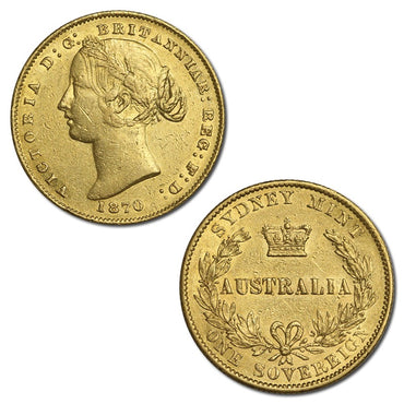 1870 Sydney Mint Victoria Type II Gold Sovereign nVF