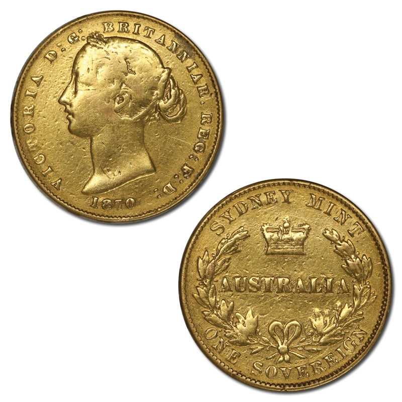 1870 Sydney Mint Type II Gold Sovereign VG