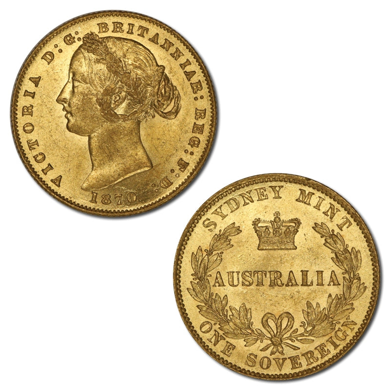 1870 Sydney Mint Gold Sovereign Lustrous nUNC/UNC