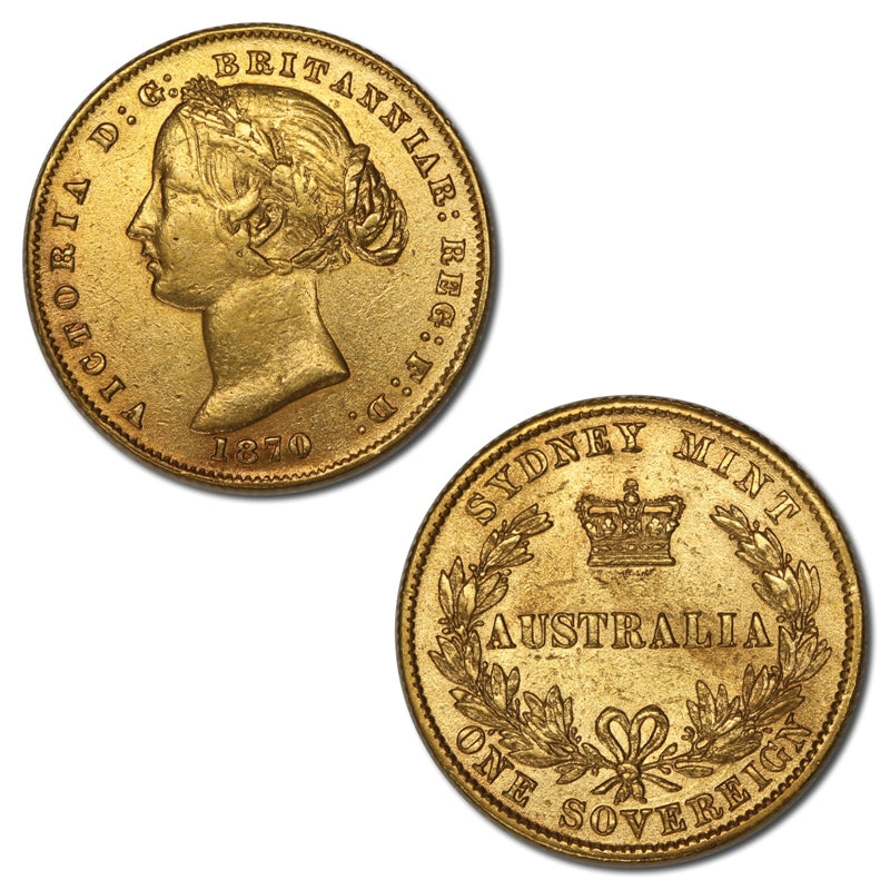 1870 Sydney Mint Gold Sovereign nVF/VF