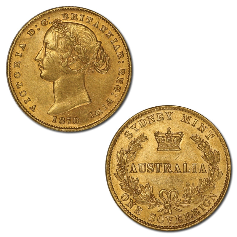 1870 Sydney Mint Gold Sovereign VF+/EF