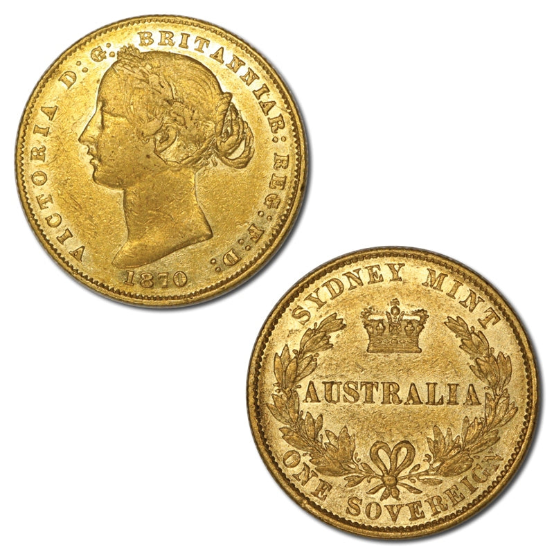 1870 Sydney Mint Gold Sovereign FINE+/nVF