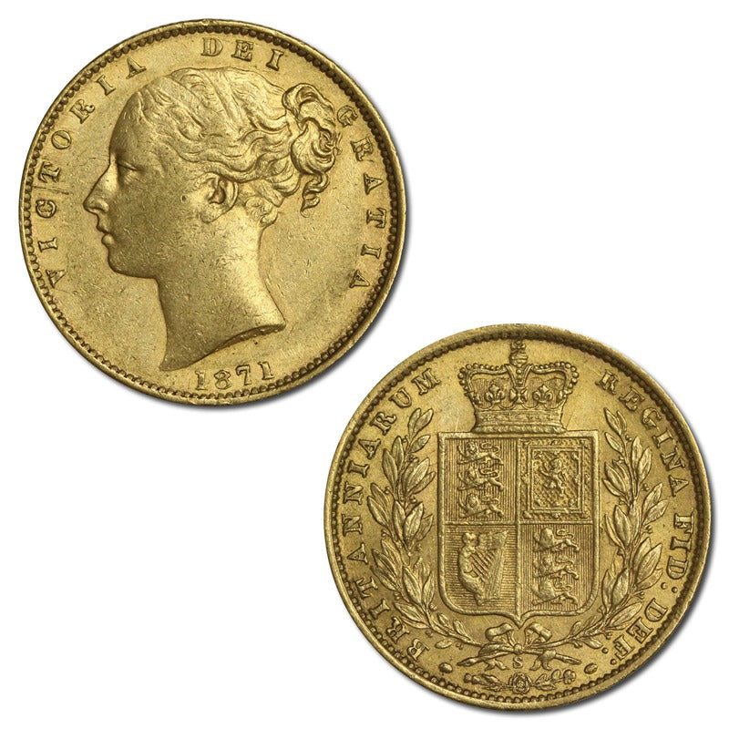 1871 Sydney Victoria Young Head Shield Sovereign VF+