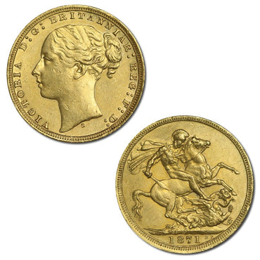 1871 Sydney Young Head St George Gold Sovereign EF