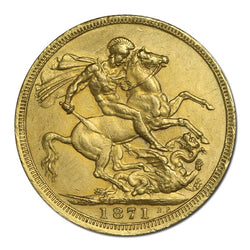 1871 Sydney Young Head St George Gold Sovereign EF