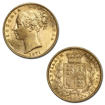 1871 Sydney Victoria Young Head Shield Gold Sovereign UNC