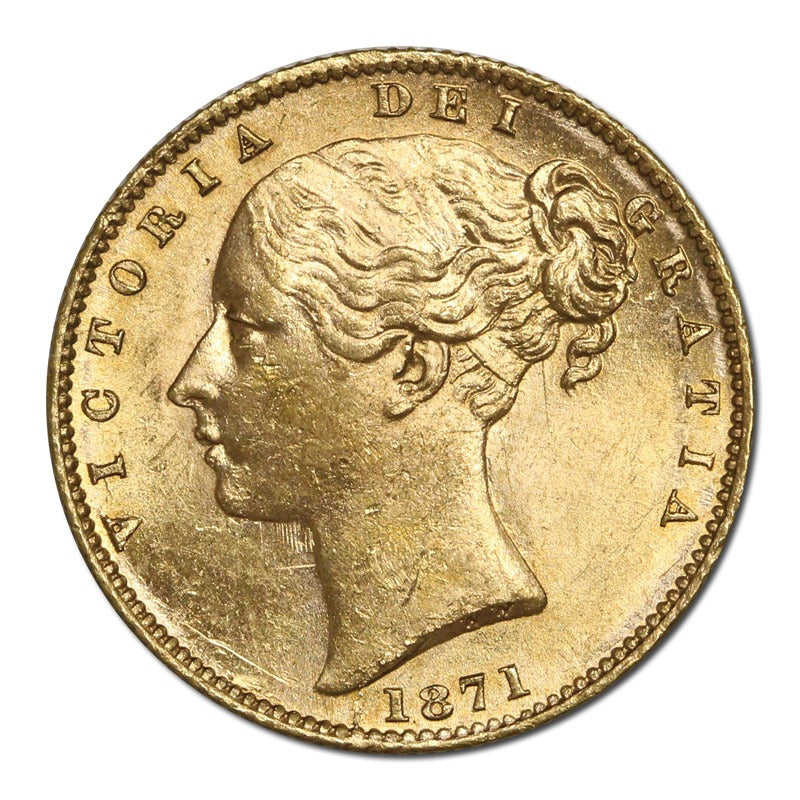 1871 Sydney Victoria Young Head Shield Gold Sovereign UNC