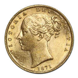 1871 Sydney Victoria Young Head Shield Gold Sovereign UNC