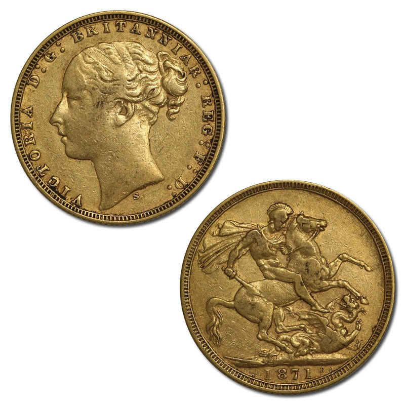 1871 Sydney Young Head St George Gold Sovereign nVF