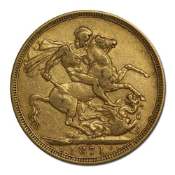 1871 Sydney Young Head St George Gold Sovereign nVF