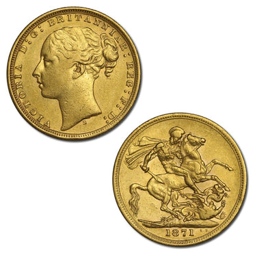 1871 Sydney Victoria Young Head St George Gold Sovereign VF