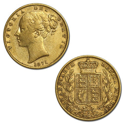 1871 Sydney Victoria Young Head Shield Sovereign nVF