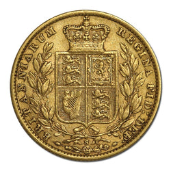 1871 Sydney Victoria Young Head Shield Sovereign nVF