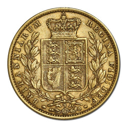 1871 Sydney Victoria Young Head Shield Gold Sovereign nVF