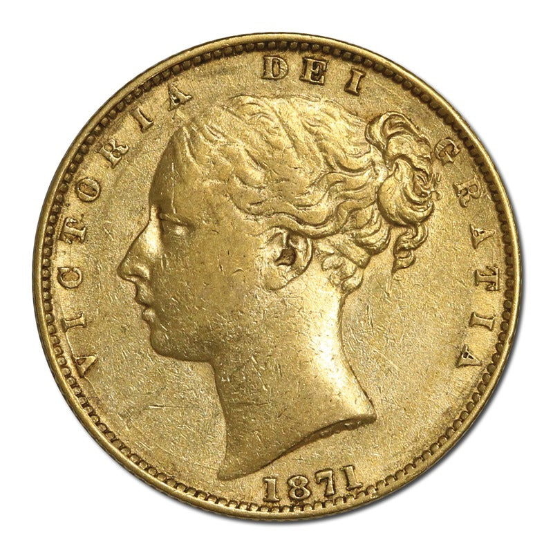 1871 Sydney Victoria Young Head Shield Gold Sovereign nVF