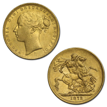 1872 Melbourne Victoria St George Gold Sovereign VF