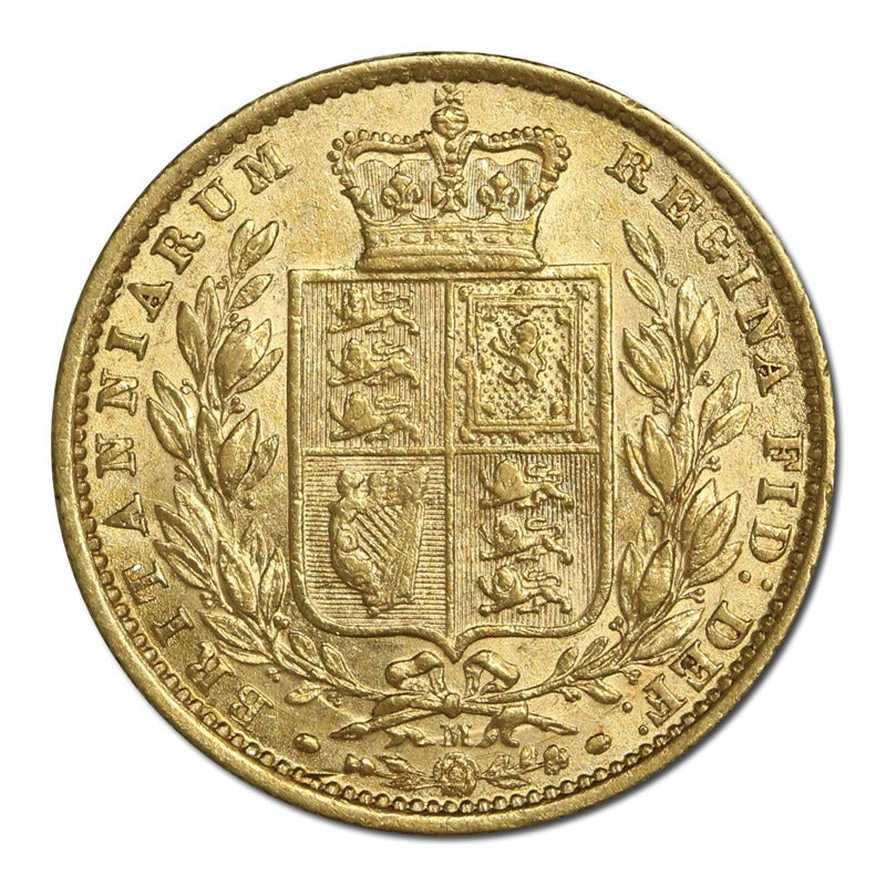 1872 Melbourne Victoria Y/H Shield Gold Sovereign VF