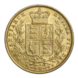 1872 Melbourne Victoria Y/H Shield Gold Sovereign VF