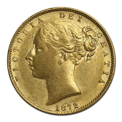 1872 Melbourne Victoria Y/H Shield Gold Sovereign VF