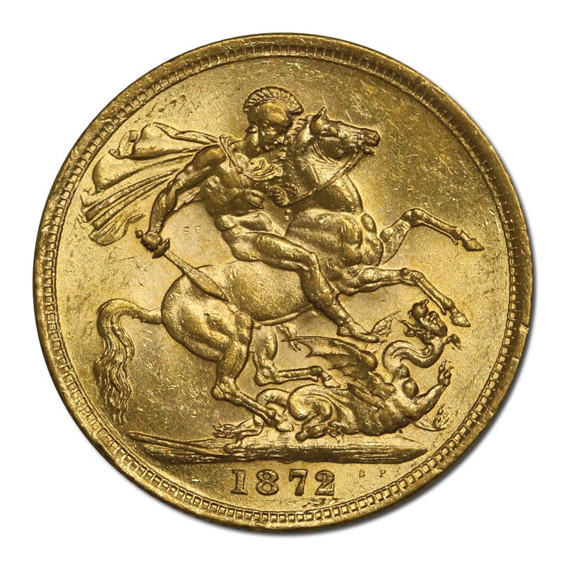 1872 Sydney Victoria Y/H St.George Gold Sovereign Lustrous UNC