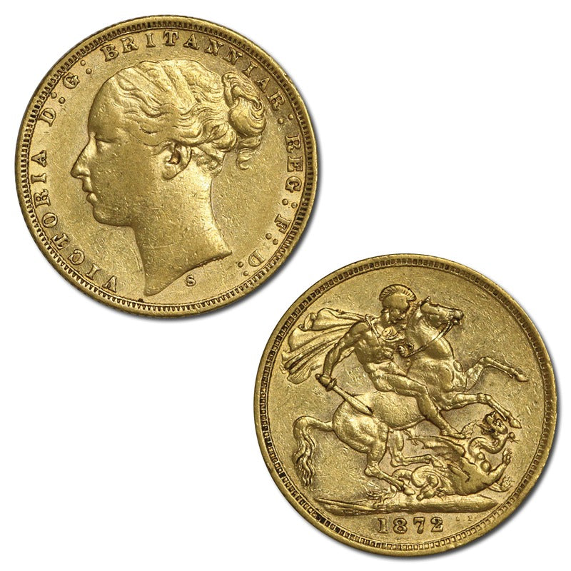 1872 Sydney Victoria Y/H St.George Gold Sovereign nVF