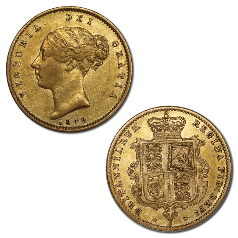 1872 Sydney Shield Gold Half Sovereign nEF/VF+