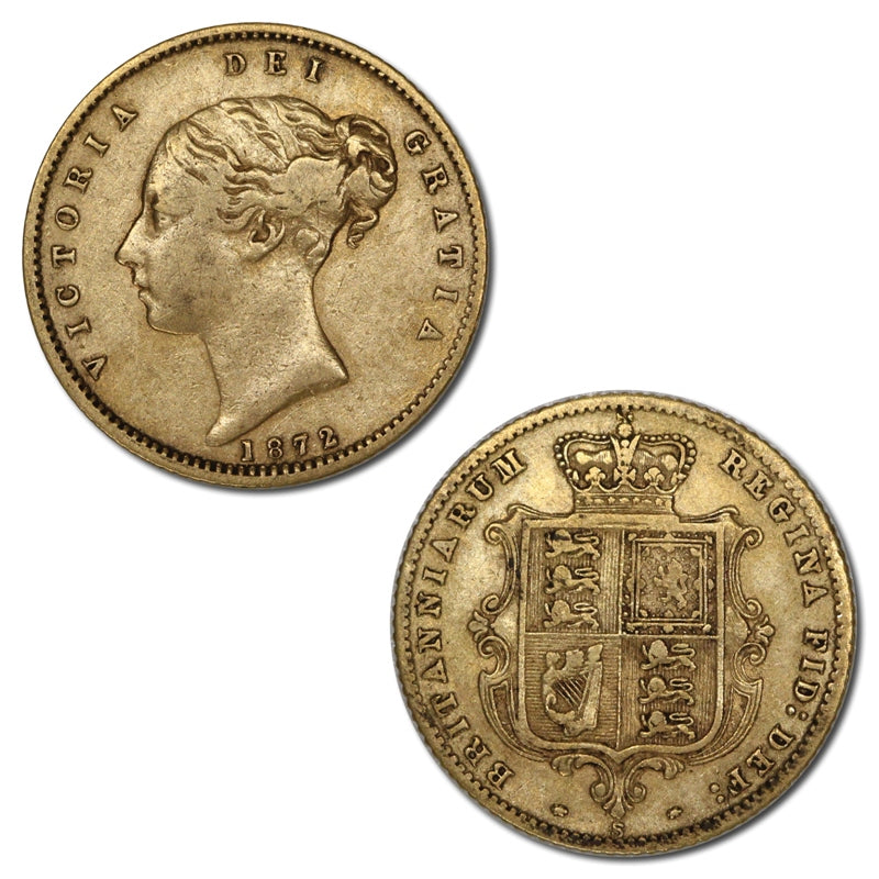 1872 Sydney Shield Gold Half Sovereign nVF