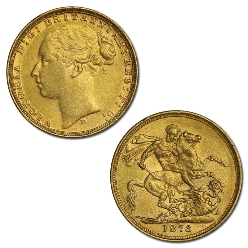 1873 Melbourne Victoria Y/H St.George Gold Sovereign EF