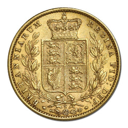 1873 Sydney Victoria Young Head Shield Gold Sovereign VF/VF+