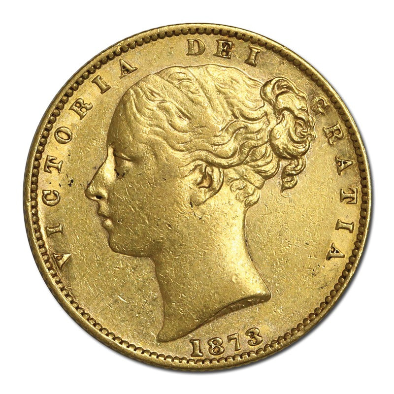 1873 Sydney Victoria Young Head Shield Gold Sovereign VF/VF+