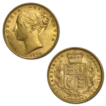 1874 Melbourne Victoria Y/H Shield Gold Sovereign Lustrous UNC