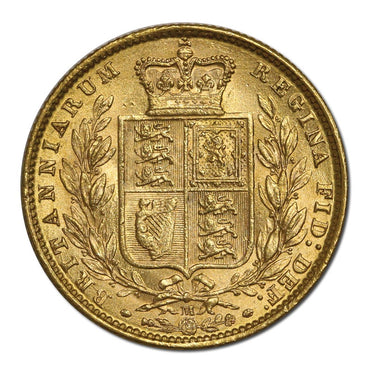 1874 Melbourne Victoria Y/H Shield Gold Sovereign Lustrous UNC