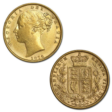 1874 Melbourne Victoria Shield Gold Sovereign VF/VF+