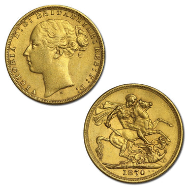 1874 Sydney Victoria Y/H St.George Gold Sovereign EF