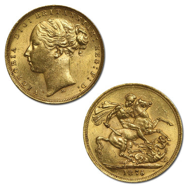 1875 Melbourne Victoria Y/H St.George Gold Sovereign EF