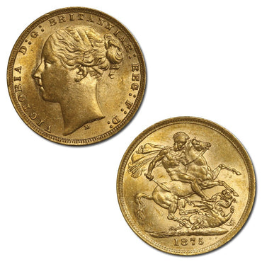 1875 Melbourne Y/H St.George Gold Sovereign Lustrous UNC