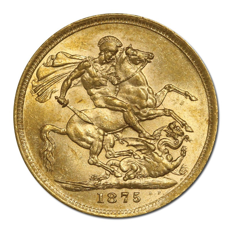1875 Melbourne Y/H St.George Gold Sovereign Lustrous UNC