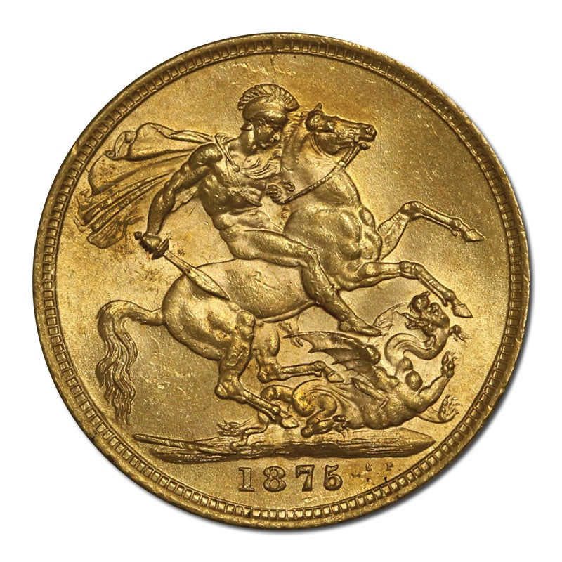 1875 Sydney Young Head St George Gold Sovereign Lustrous UNC