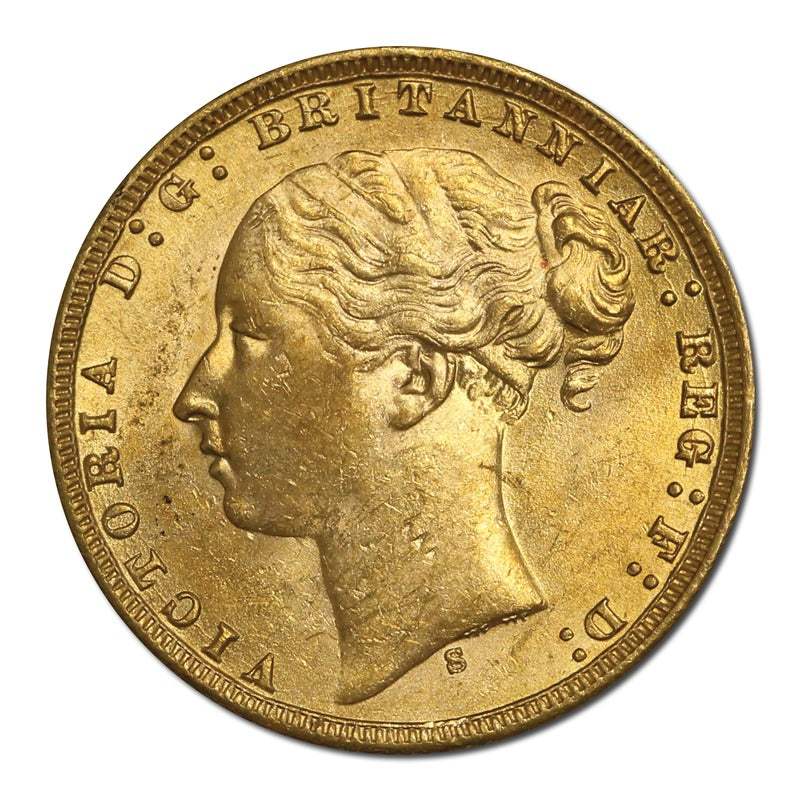 1875 Sydney Young Head St George Gold Sovereign Lustrous UNC