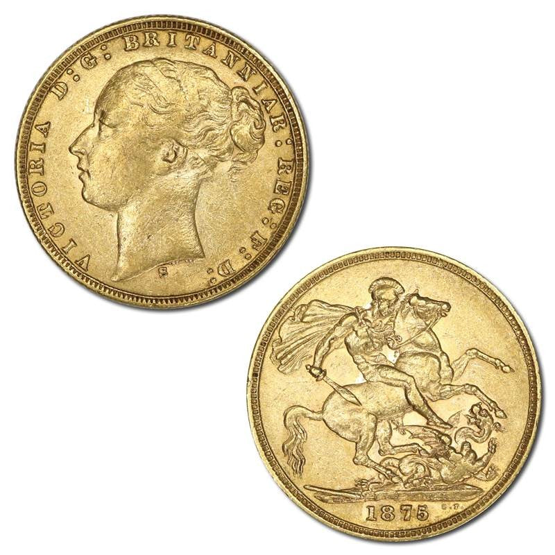 1875 Sydney Victoria Young Head St.George Gold Sovereign VF
