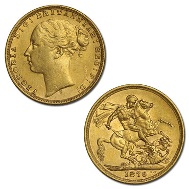 1876 Sydney Victoria Y/H St George Gold Sovereign EF