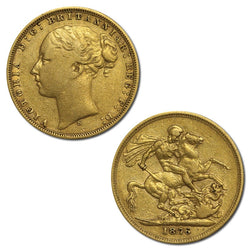 1876 Sydney Victoria Y/H St George Gold Sovereign Fine-VF