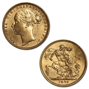 1876 Sydney Victoria St George Gold Sovereign Lustrous UNC