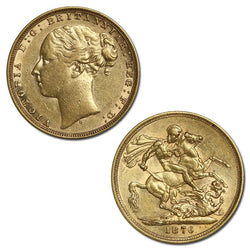 1876 Sydney Victoria Y/H St George Gold Sovereign Fine-VF