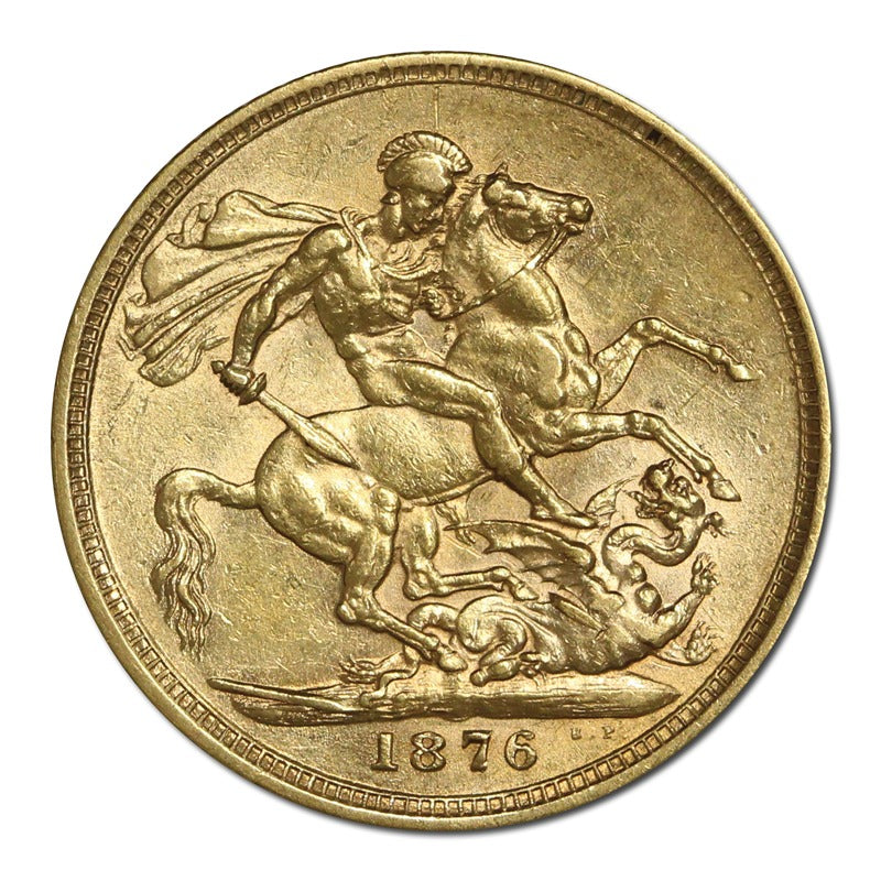 1876 Sydney Victoria Y/H St George Gold Sovereign Fine-VF