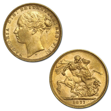 1877 Melbourne Victoria St George Gold Sovereign Lustrous UNC