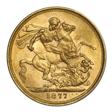 1877 Melbourne Victoria St George Gold Sovereign Lustrous UNC