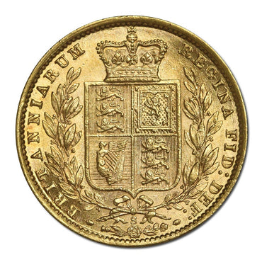 1877 Sydney Victoria Shield Gold Sovereign EF/nUNC