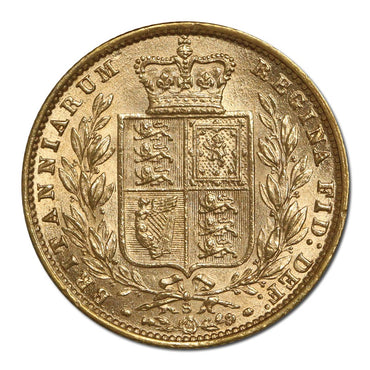 1877 Sydney Victoria Shield Gold Sovereign Lustrous nUNC